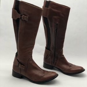 Brown leather boots